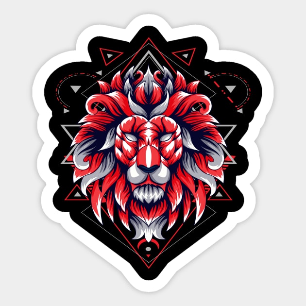 lion head retro Sticker by SHINIGAMII